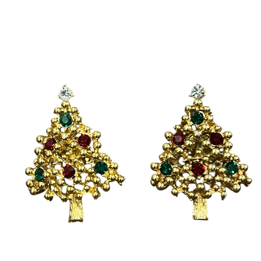 Christmas Tree rhinestones pin / brooch 2 total